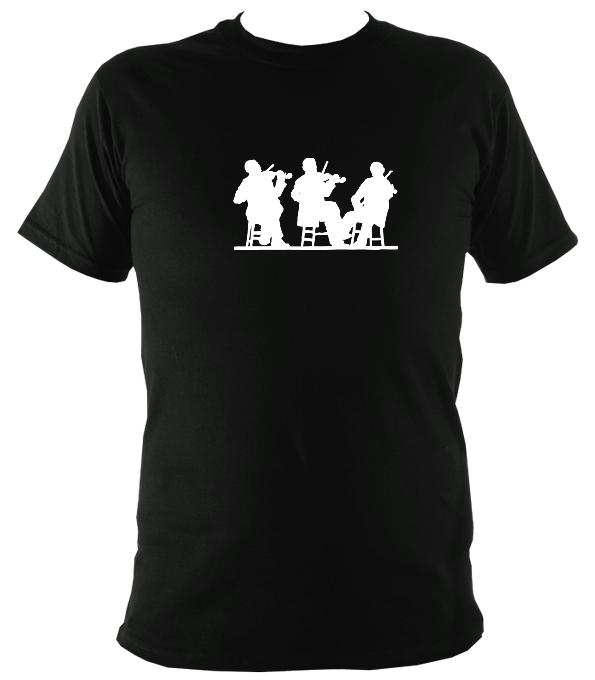 Three Fiddlers Silhouette T-shirt - T-shirt - Black - Mudchutney