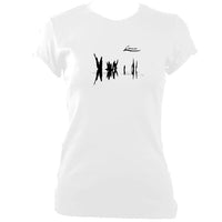update alt-text with template Lúnasa "Lá Nua" Ladies Fitted T-shirt - T-shirt - White - Mudchutney