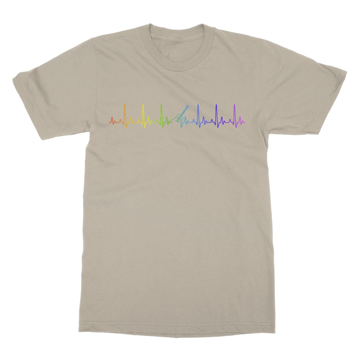 Rainbow Heartbeat Guitar Softstyle T-Shirt