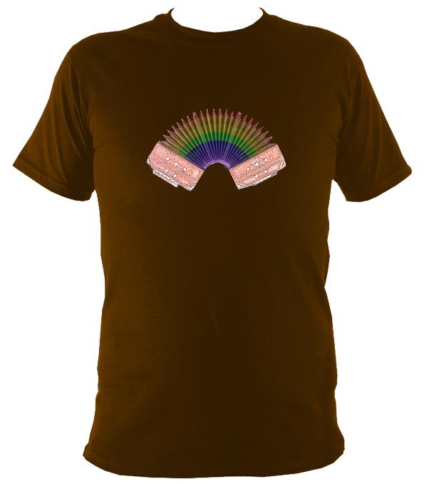 Rainbow Accordion Bellows T-shirt - T-shirt - Dark Chocolate - Mudchutney