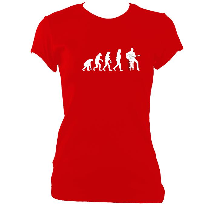 update alt-text with template Evolution of Guitar Players Ladies Fitted T-shirt - T-shirt - Red - Mudchutney