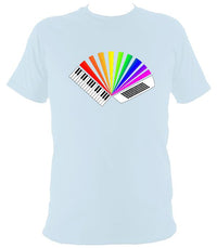 Rainbow Piano Accordion T-shirt - T-shirt - Light Blue - Mudchutney