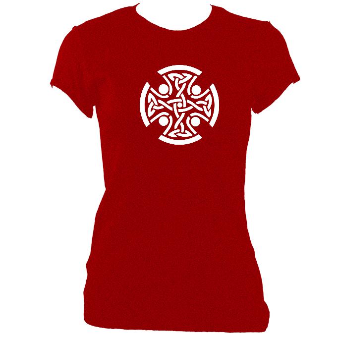 update alt-text with template Celtic Round Ladies Fitted T-shirt - T-shirt - Antique Cherry Red - Mudchutney