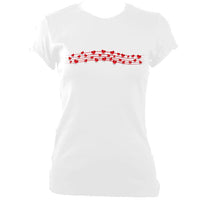 update alt-text with template Hearts Musical Stave Ladies Fitted T-shirt - T-shirt - White - Mudchutney