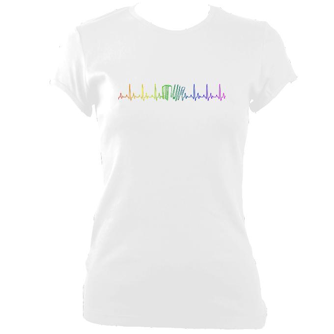 update alt-text with template Rainbow Coloured Heartbeat Melodeon Fitted T-shirt - T-shirt - White - Mudchutney