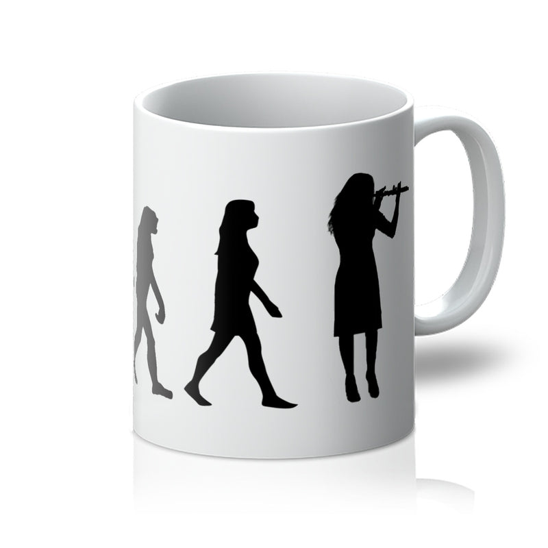 Evolution of Female Flute Player Mug