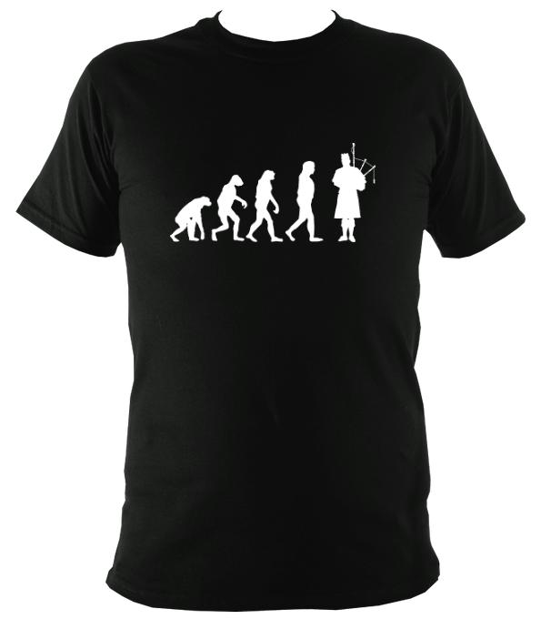 Evolution of Bagpipe Players T-shirt - T-shirt - Black - Mudchutney