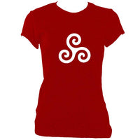 update alt-text with template Triskelion Ladies Fitted T-shirt - T-shirt - Antique Cherry Red - Mudchutney