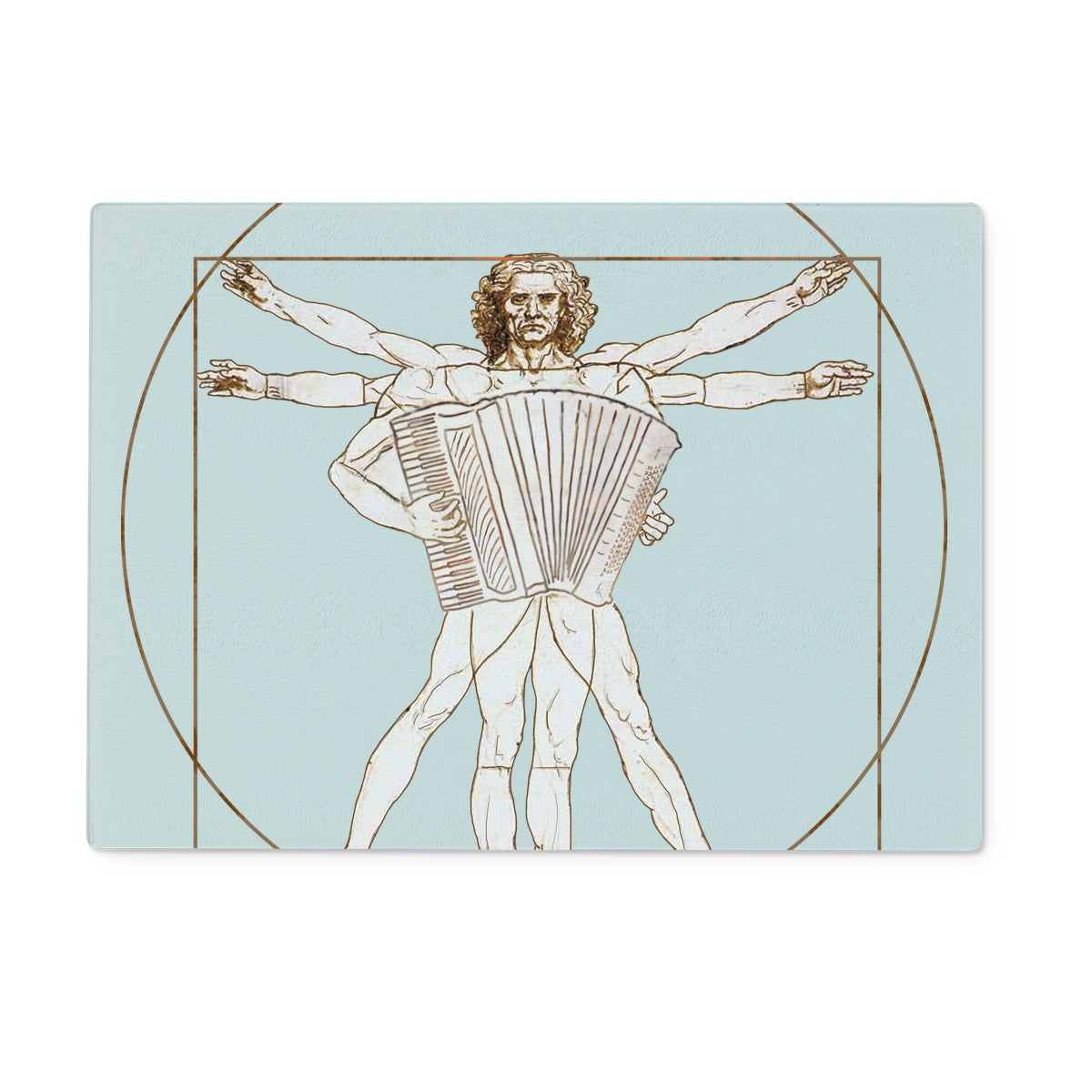 Da Vinci Vitruvian Man Accordion Glass Chopping Board