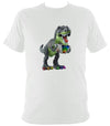 Rainbow Dinosaur Playing Accordion T-shirt - T-shirt - White - Mudchutney