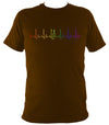 Rainbow Coloured Heartbeat Fiddle T-shirt - T-shirt - Dark Chocolate - Mudchutney