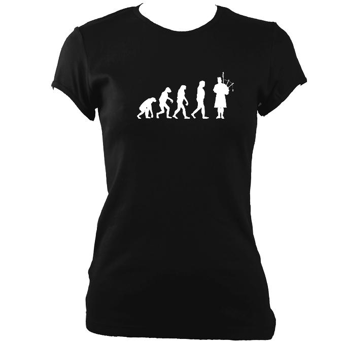 Evolution of Bagpipes Players Ladies Fitted T-shirt - T-shirt - Black - Mudchutney