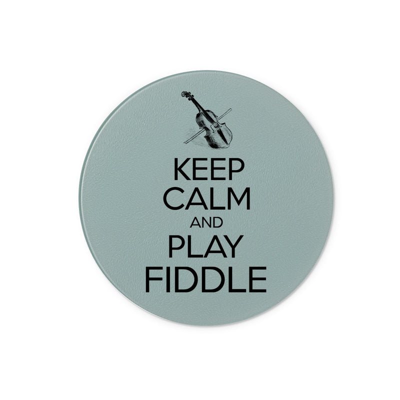 Keep Calm & Play Fiddle Glass Chopping Board