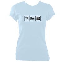 update alt-text with template Eat, Sleep, Play Melodeon Ladies Fitted T-shirt - T-shirt - Light Blue - Mudchutney