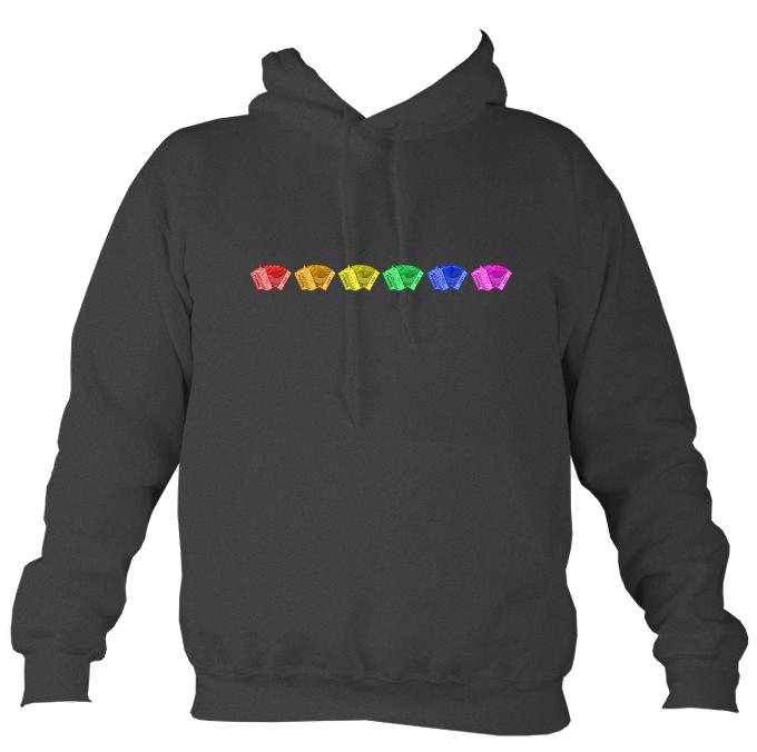 Rainbow of Melodeons Hoodie-Hoodie-Charcoal-Mudchutney