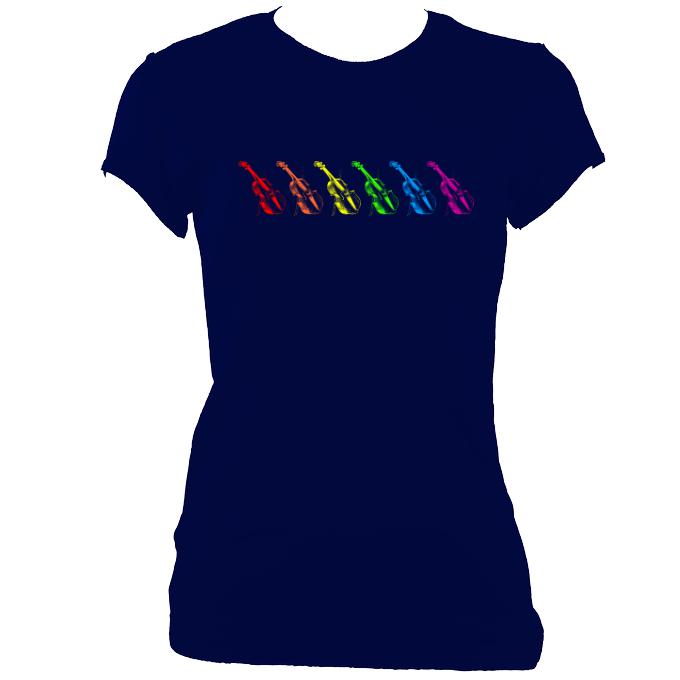 update alt-text with template Rainbow Fiddles Ladies Fitted T-shirt - T-shirt - Navy - Mudchutney