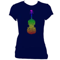 update alt-text with template Rainbow Dotted Fiddle Ladies Fitted T-shirt - T-shirt - Navy - Mudchutney
