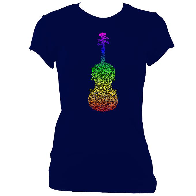 update alt-text with template Rainbow Dotted Fiddle Ladies Fitted T-shirt - T-shirt - Navy - Mudchutney