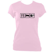 update alt-text with template Eat, Sleep, Play Concertina Ladies Fitted T-shirt - T-shirt - Light Pink - Mudchutney