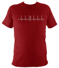 Heartbeat Fiddle T-shirt - T-shirt - Antique Cherry Red - Mudchutney