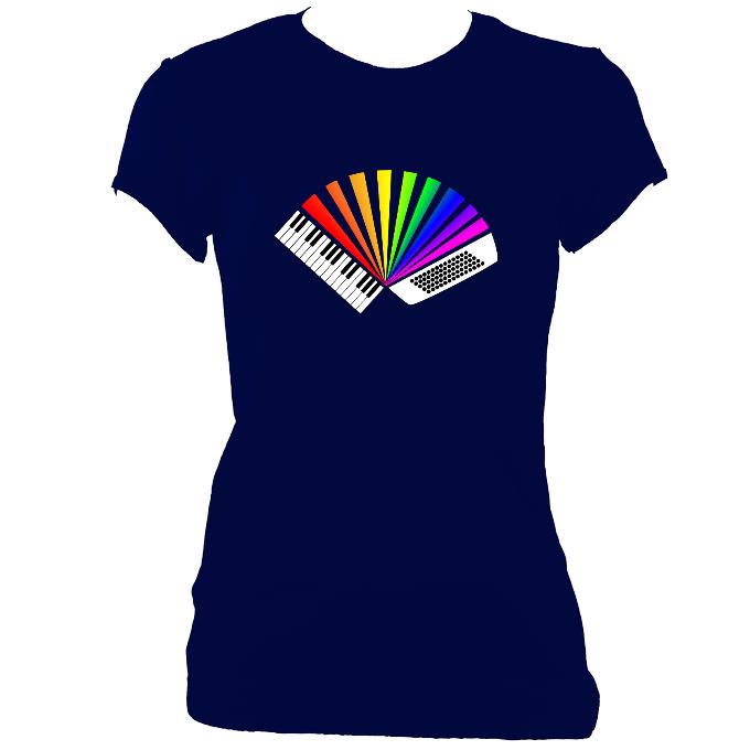 update alt-text with template Rainbow Piano Accordion Ladies Fitted T-shirt - T-shirt - Navy - Mudchutney