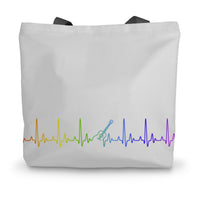 Rainbow Heartbeat Guitar Canvas Tote Bag