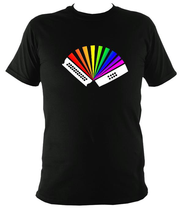 Rainbow Melodeon Music T-shirt - T-shirt - Black - Mudchutney