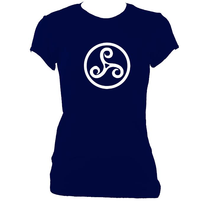 update alt-text with template Celtic Triple Spiral Ladies Fitted T-shirt - T-shirt - Navy - Mudchutney