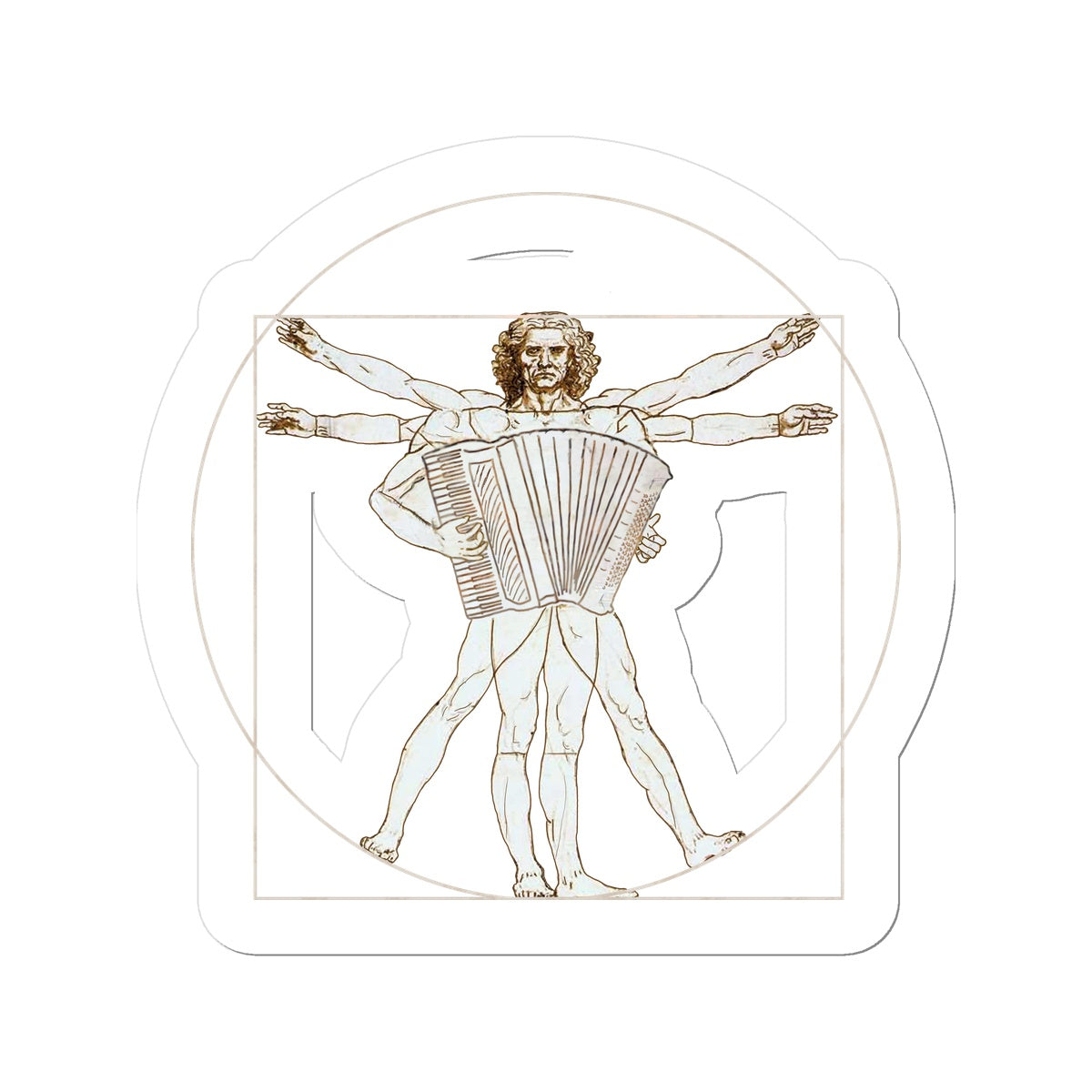 Da Vinci Vitruvian Man Accordion Sticker