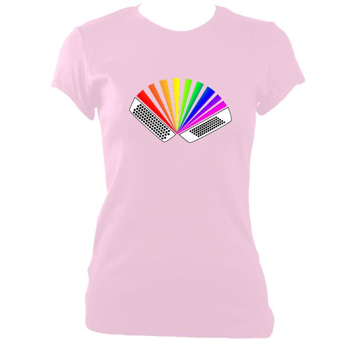 update alt-text with template Rainbow Chromatic Accordion Ladies Fitted T-shirt - T-shirt - Light Pink - Mudchutney