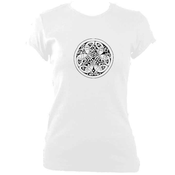 update alt-text with template Celtic Birds Ladies Fitted T-shirt - T-shirt - White - Mudchutney