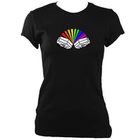 Rainbow Concertina Ladies Fitted T-shirt - T-shirt - Black - Mudchutney