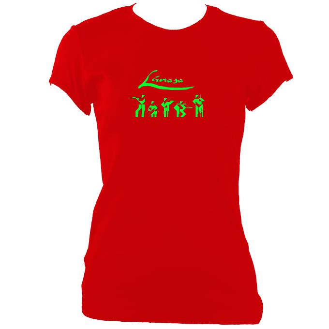 update alt-text with template Lúnasa Band Ladies Fitted T-shirt - T-shirt - Red - Mudchutney