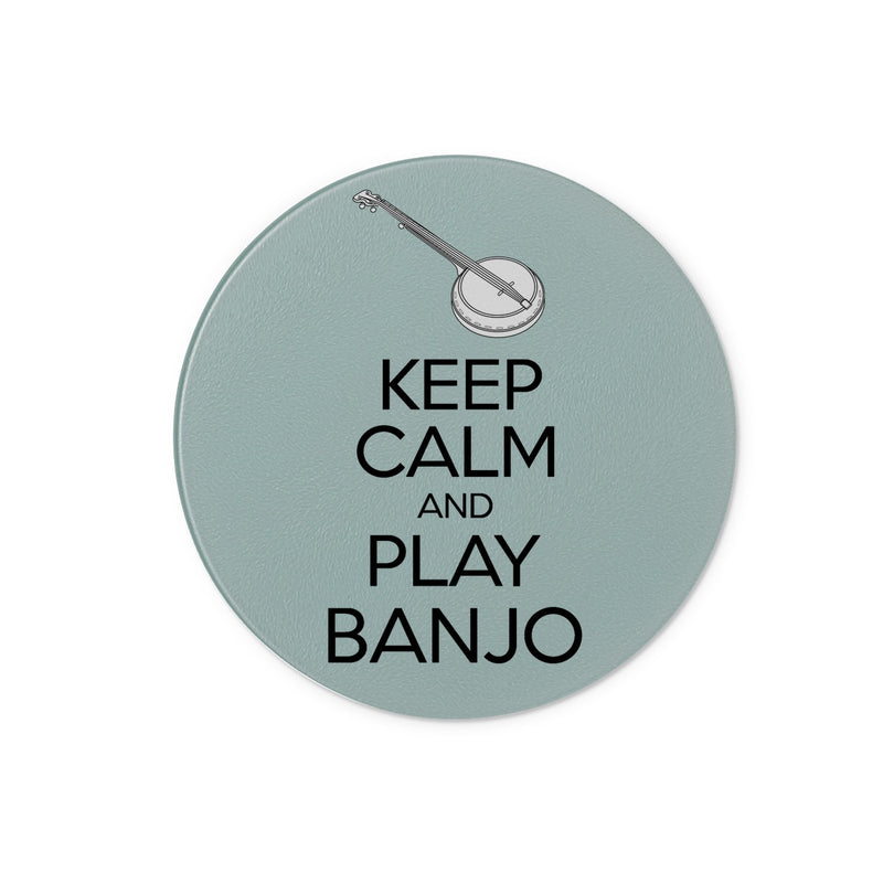Keep Calm & Play Banjo Glass Chopping Board