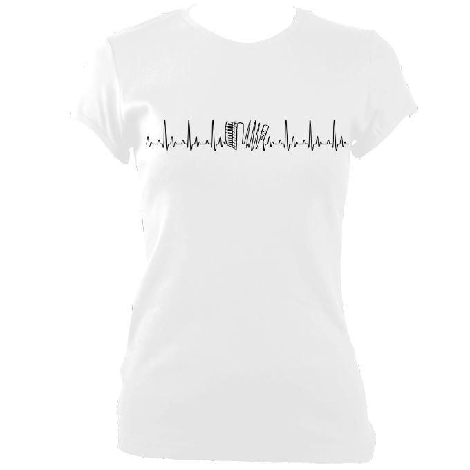 update alt-text with template Heartbeat Accordion Ladies Fitted T-shirt - T-shirt - White - Mudchutney