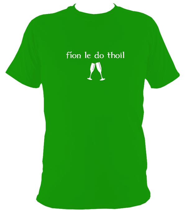 Irish Gaelic "Wine please" T-shirt - T-shirt - Irish Green - Mudchutney