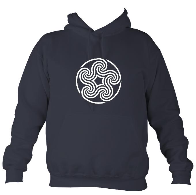 Celtic Five Spiral Pentagon Design Hoodie-Hoodie-Denim-Mudchutney