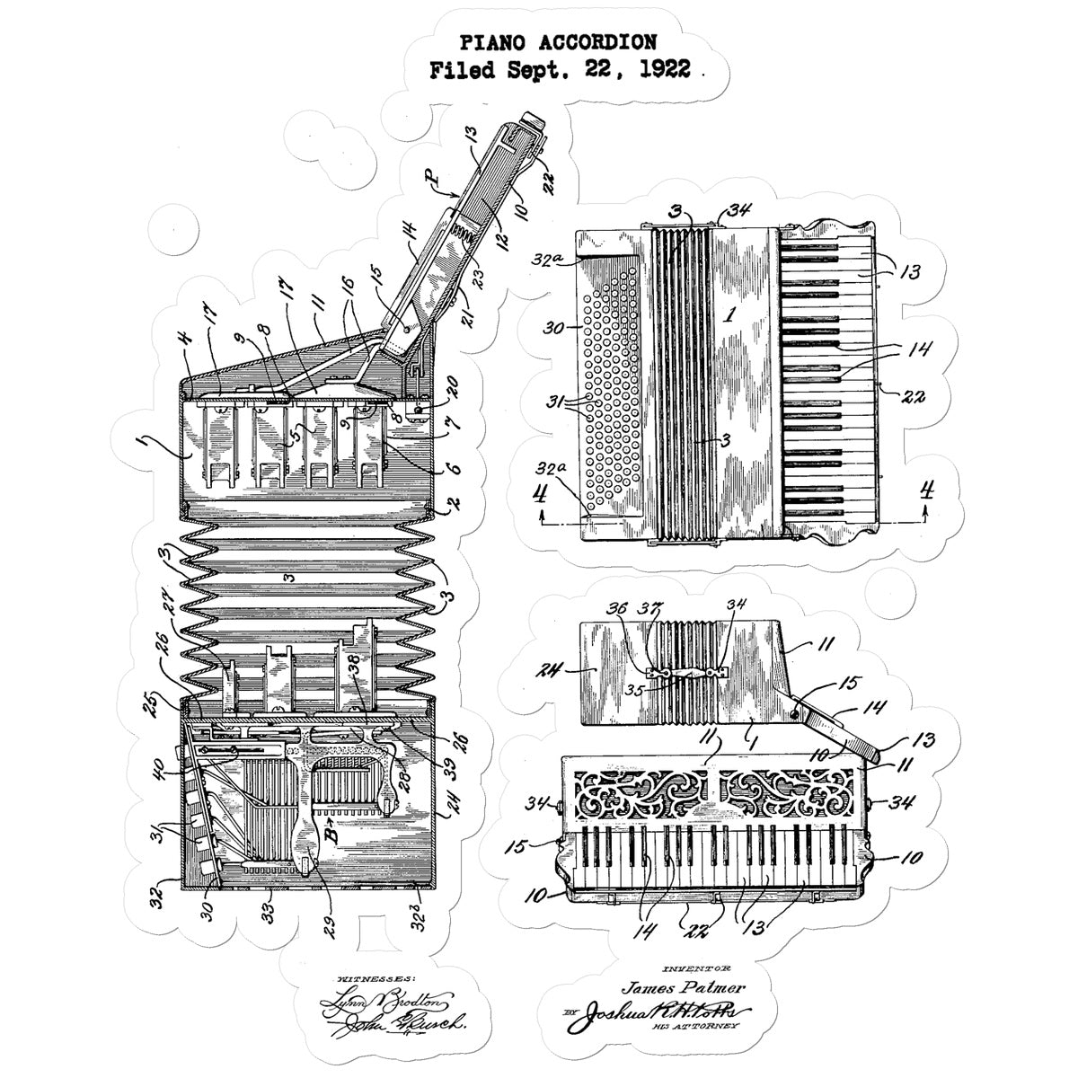 Accordion Patent Sticker