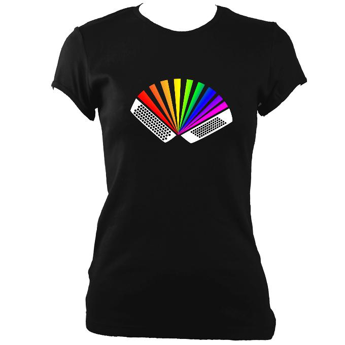 Rainbow Chromatic Accordion Ladies Fitted T-shirt - T-shirt - Black - Mudchutney