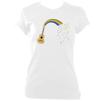 update alt-text with template ""Rainbow Guitar Spouting Music - T-shirt - White - Mudchutney