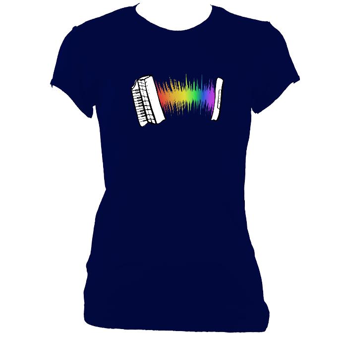 update alt-text with template Rainbow Sound Wave Piano Accordion Fitted T-shirt - T-shirt - Navy - Mudchutney