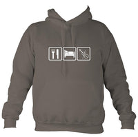 Eat, Sleep, Play Fiddle Hoodie-Hoodie-Mocha brown-Mudchutney