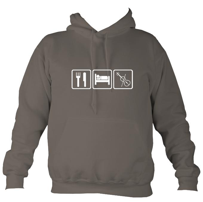 Eat, Sleep, Play Fiddle Hoodie-Hoodie-Mocha brown-Mudchutney