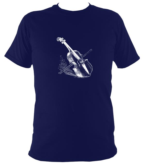 Fiddle / Violin Sketch T-shirt - T-shirt - Navy - Mudchutney