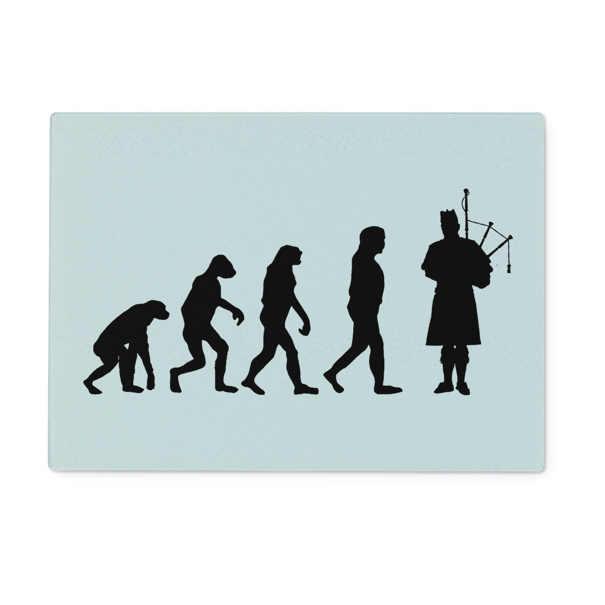 Evolution of Bagpipe Players Glass Chopping Board