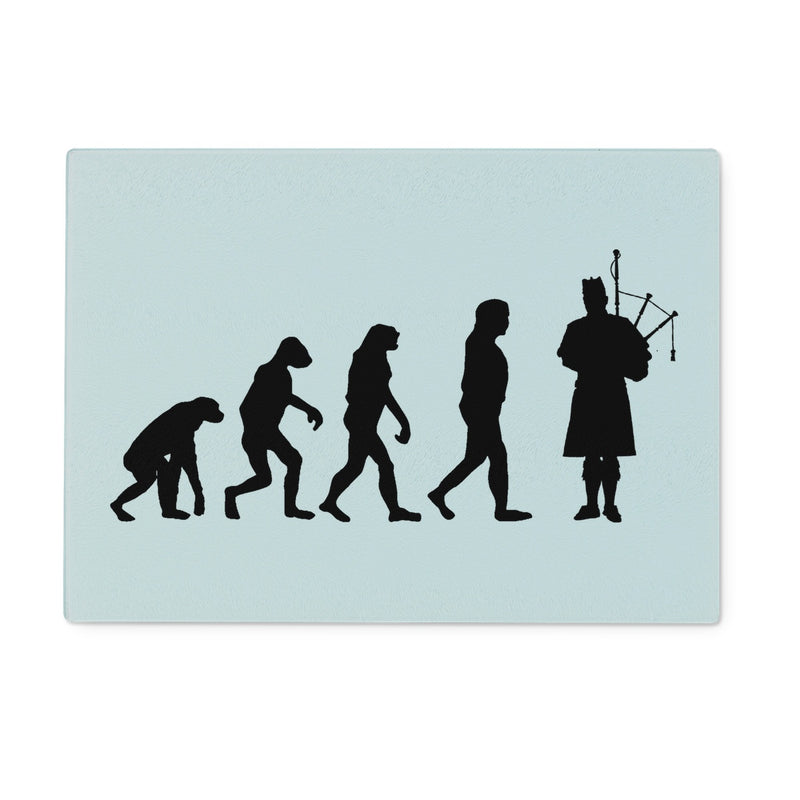 Evolution of Bagpipe Players Glass Chopping Board