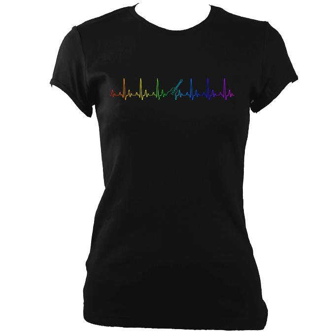 ""Guitar Heartbeat in Rainbow Colour Fitted T-shirt - T-shirt - White - Mudchutney