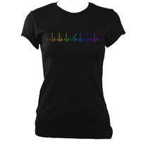 update alt-text with template ""Guitar Heartbeat in Rainbow Colour Fitted T-shirt - T-shirt - White - Mudchutney