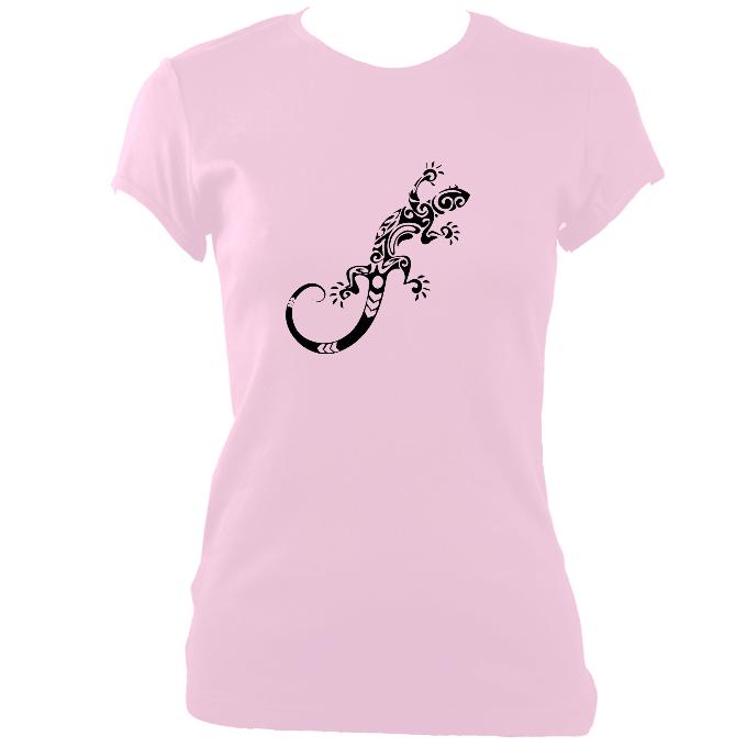 update alt-text with template Tribal Style Gecko Ladies Fitted T-shirt - T-shirt - Light Pink - Mudchutney