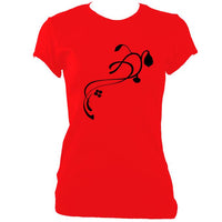 update alt-text with template Ladies Flower Fitted T-shirt - T-shirt - Cherry Red - Mudchutney